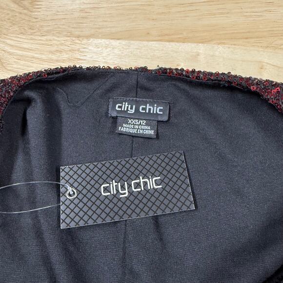 City Chic Plus Size Razzle Ruby Sequined Wrap Party Dress Size 12 Thread Pulls - Picture 4 of 16